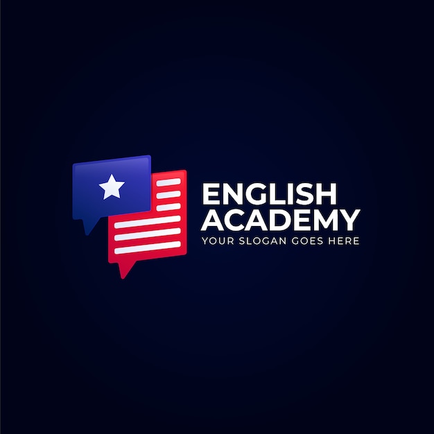 gradient  english school logo design