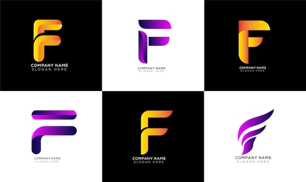 Gradient F letter logo template set