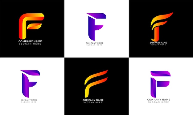 Gradient F letter logo template set