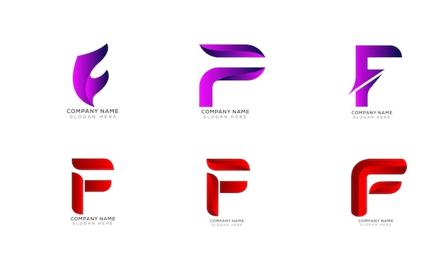 Gradient F letter logo template set