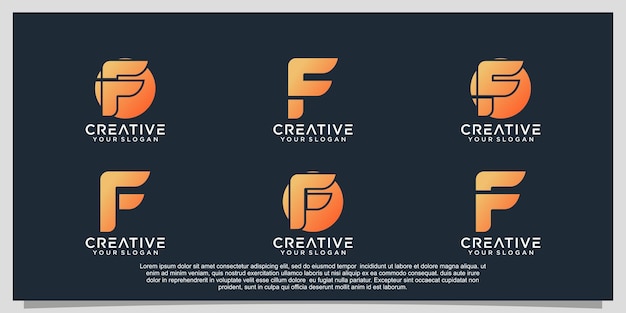 Gradient F logo design collectie uniek concept Premium Vector