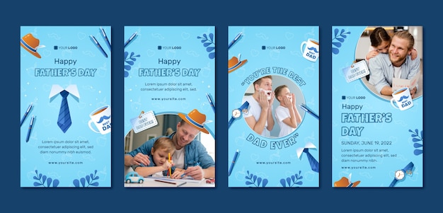 Vector gradient father's day instagram stories collection