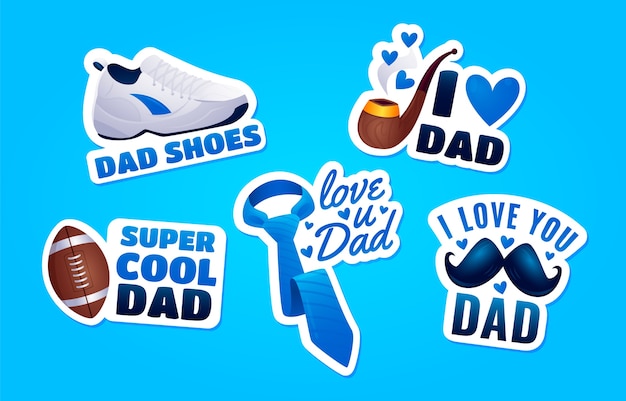 Gradient fathers day sticker set collection