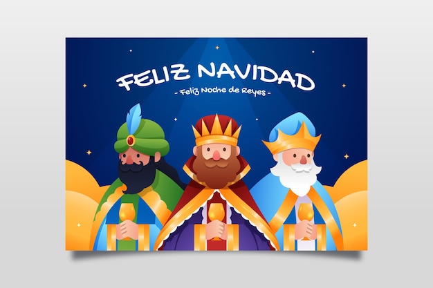 Gradiënt feliz navidad reyes magos wenskaartsjabloon