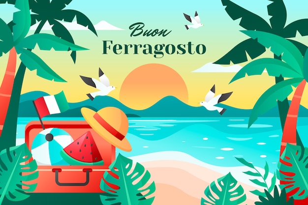 Gradient ferragosto illustration