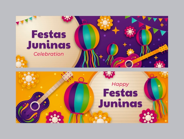 Vector gradient festa de sao joao banner set