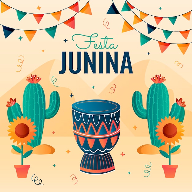 Vettore gradiente festas juninas illustrazione