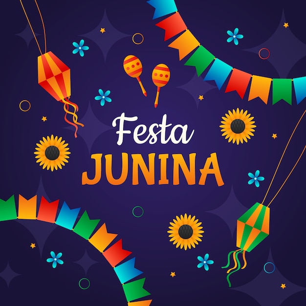 Vector gradient festas juninas illustration