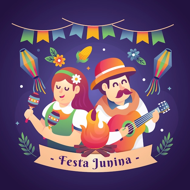 Premium Vector | Gradient festas juninas illustration