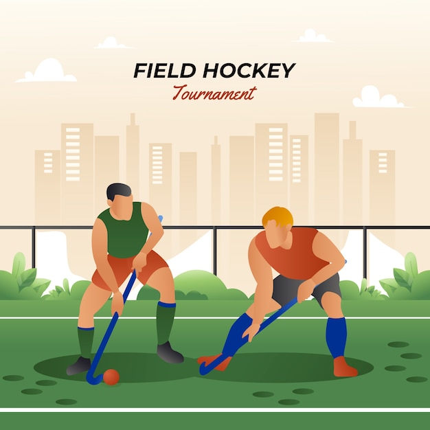 Illustrazione di hockey su prato a gradiente