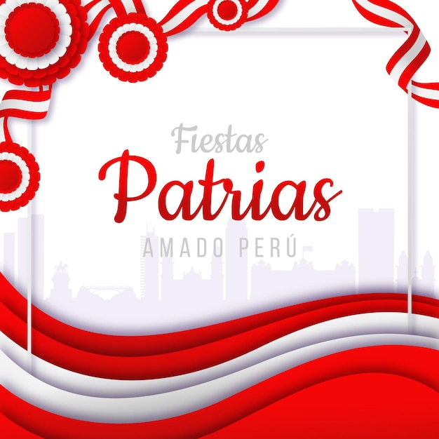 Gradient fiestas patrias de peru illustration