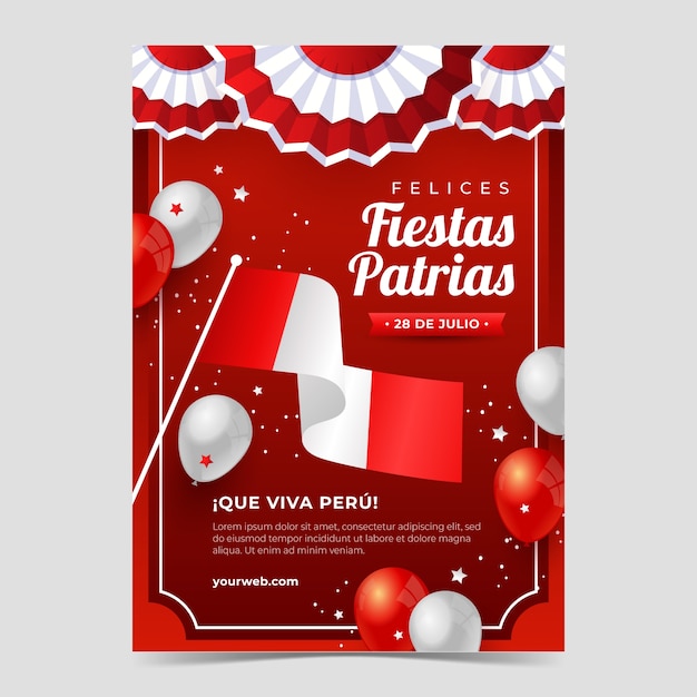 Vector gradient fiestas patrias peru vertical poster template