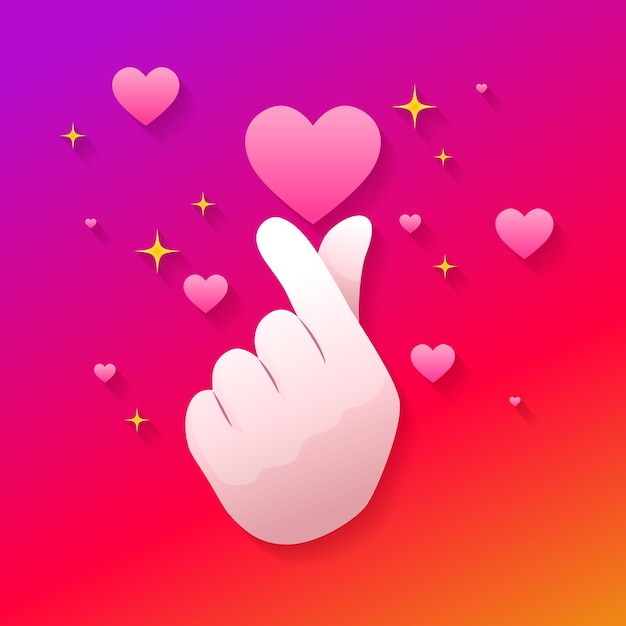 Vector gradient finger heart concept