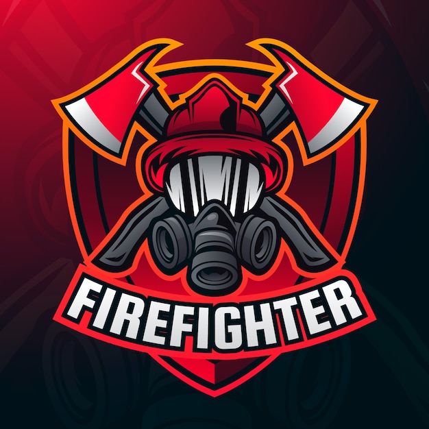 Vector gradient firefighter logo template