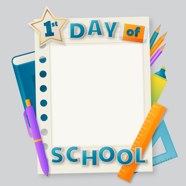 gradient first day of school frame design