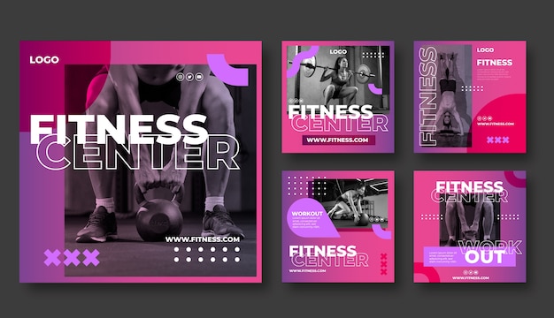 Vector gradient fitness instagram post