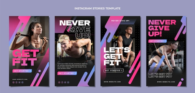 Vector gradient fitness instagram stories stories