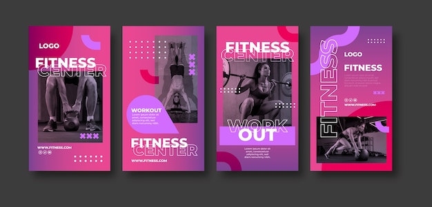 Vector gradient fitness instagram stories