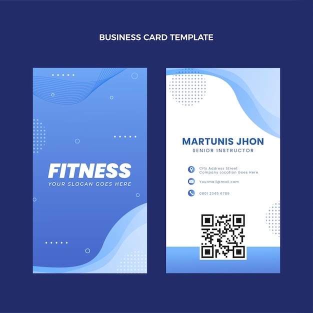 Vector gradient fitness vertical business card