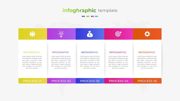 Vector gradient five step timeline infographic element