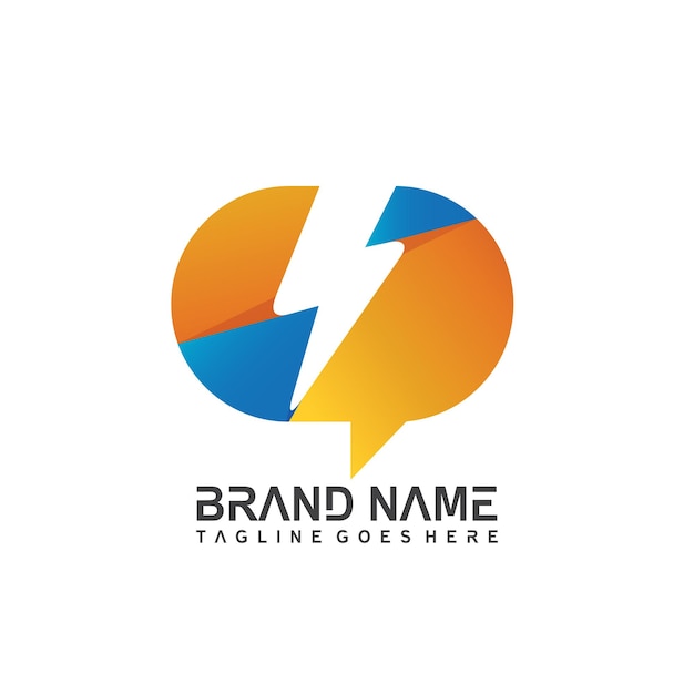 Gradient flash chat logo design