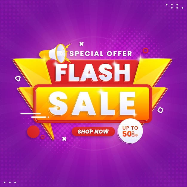 Gradiënt flash sale banner ontwerp sjabloon met korting geïsoleerd op abstracte achtergrond
