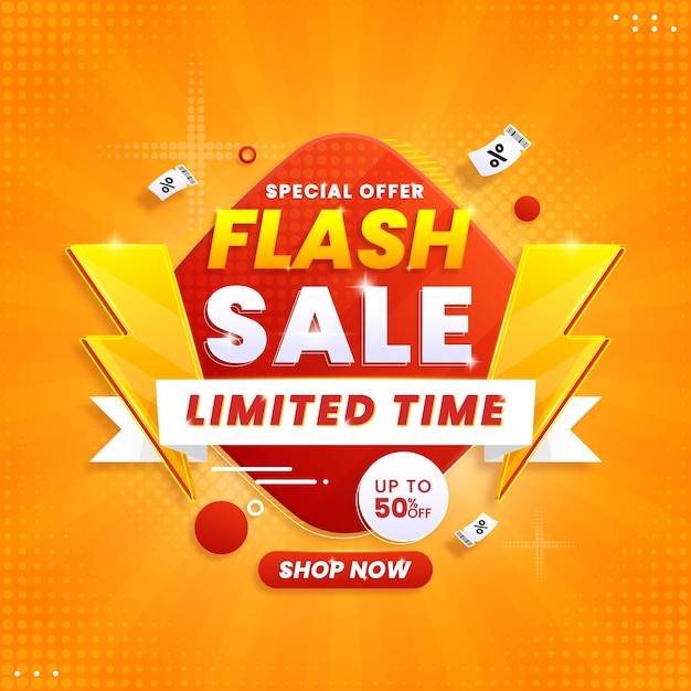 Gradiënt flash sale banner ontwerp sjabloon met korting geïsoleerd op abstracte achtergrond