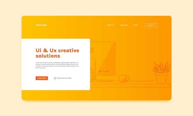 Vector gradient flat landing page for creative business