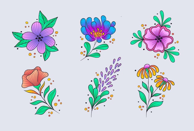 Vector gradient floral collection bouquet collection