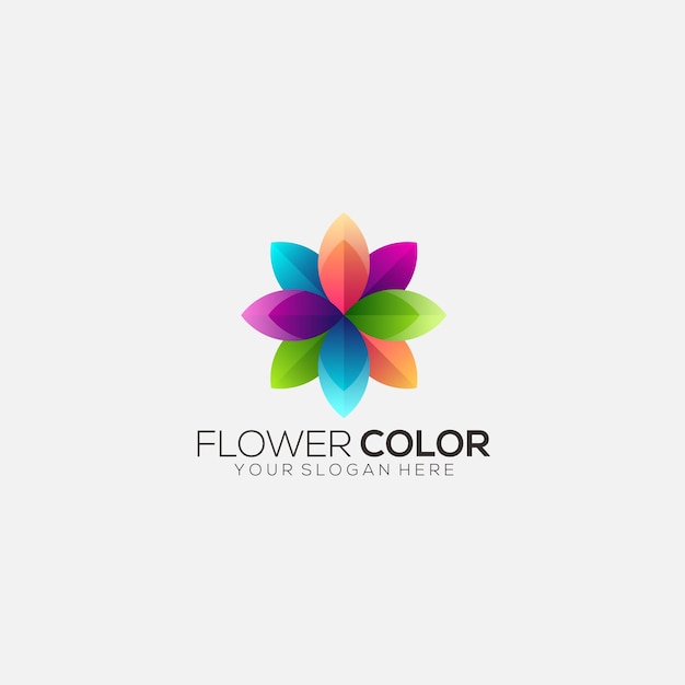 Gradient flower color logo design illustration template