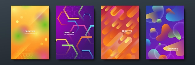 Gradient flowing geometric pattern background texture for poster cover design Minimal color abstract gradient banner template Modern vector wave shape for brochure