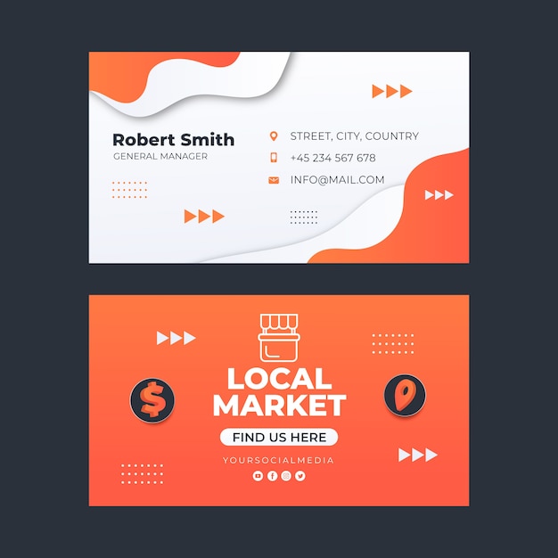 Vector gradient fluid local market horizontal business card