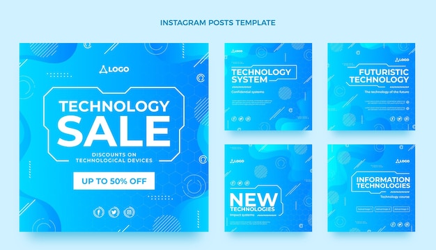 Vector gradient fluid technology sale instagram posts