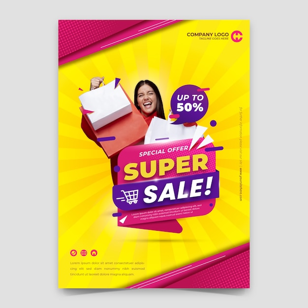 Vector gradient flyer supermarket poster