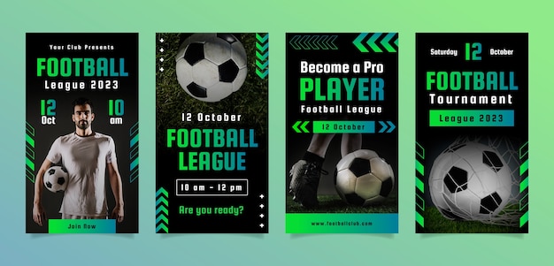 Vector gradient football  game instagram stories