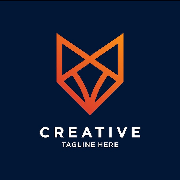 Gradient fox head line logo template design