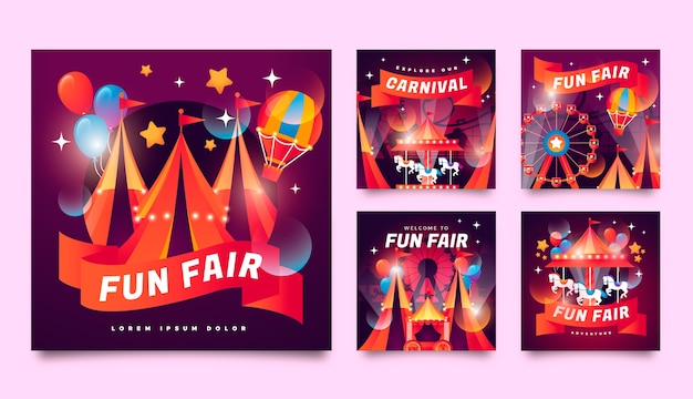 Vector gradient fun fair entertainment instagram posts