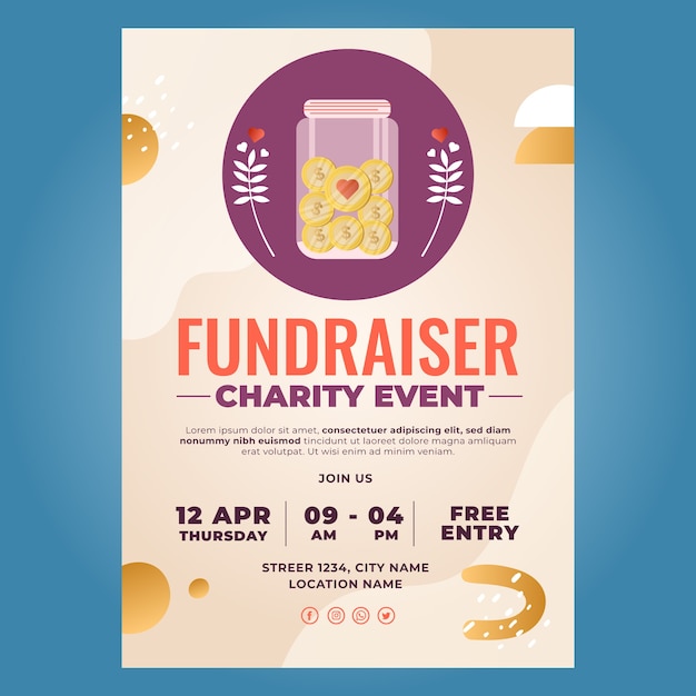 Vector gradient fundraiser flyer template