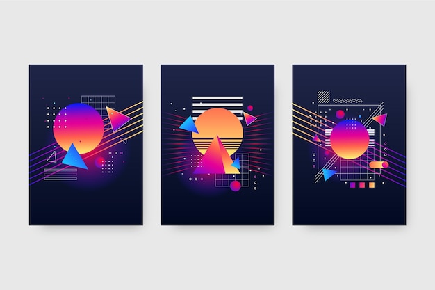 Vector gradient futuristic cover collection