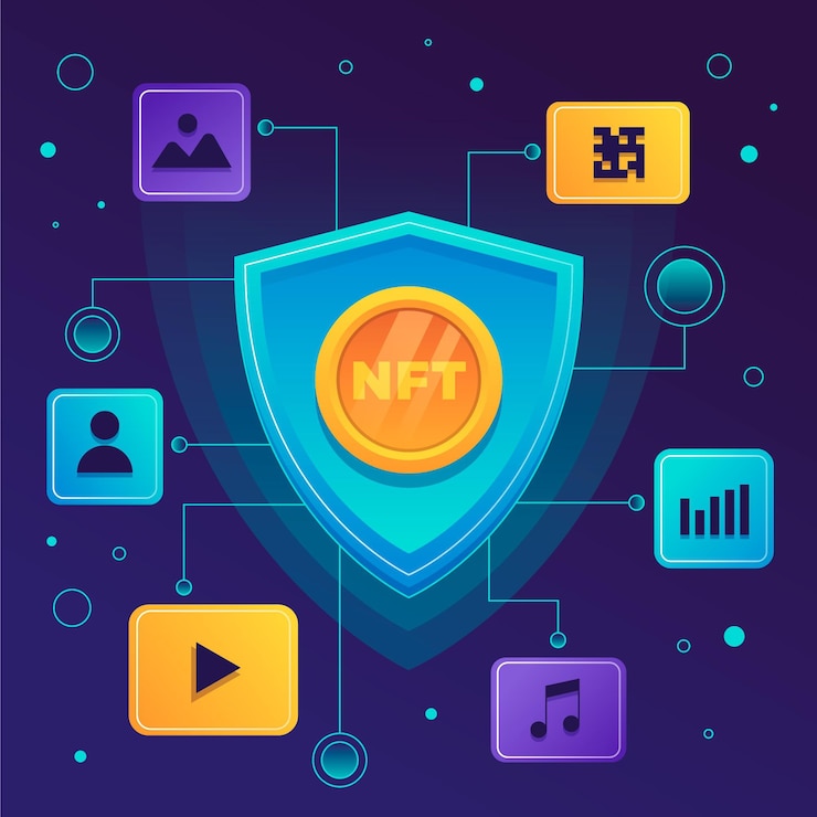 Vector gradient futuristic nft concept