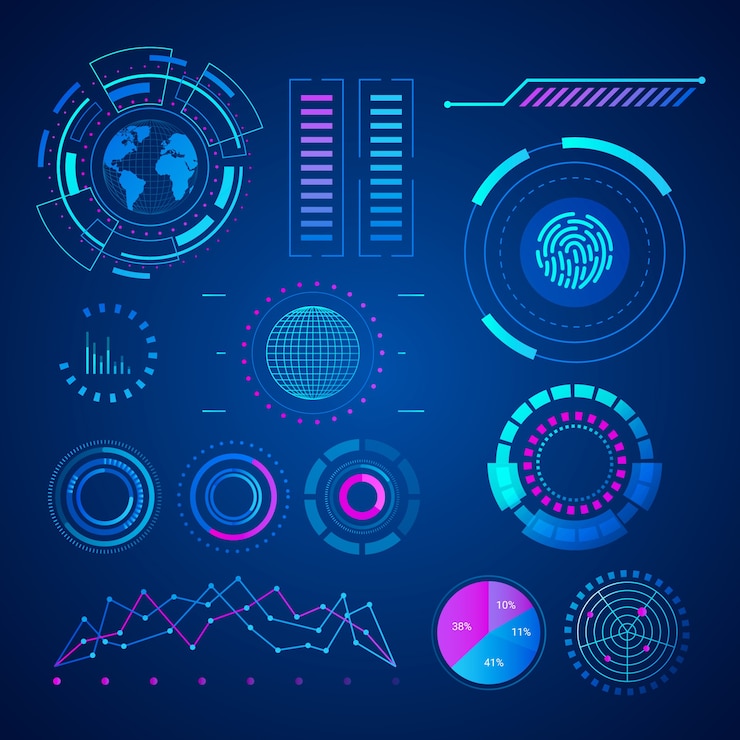 Vector gradient futuristic technology design elements collection