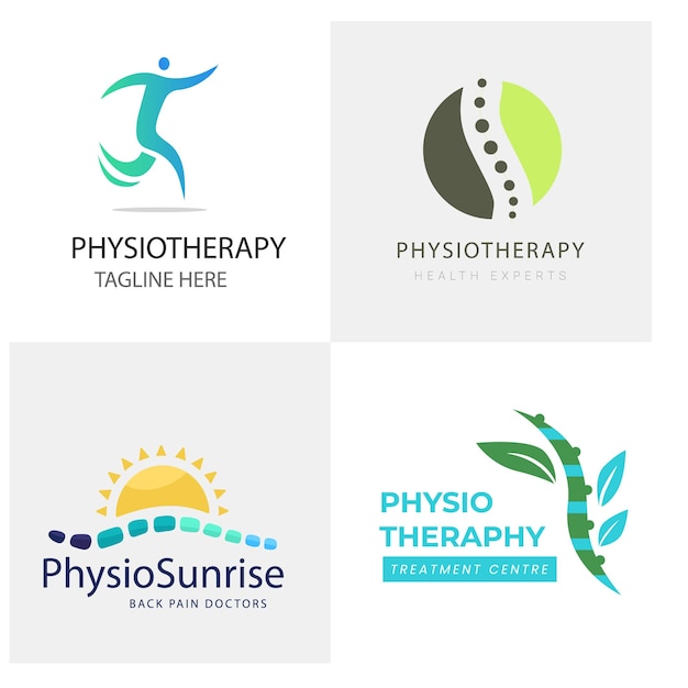 Gradiënt fysiotherapie logo collectie set