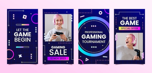 Vector gradient gaming concept instagram stories