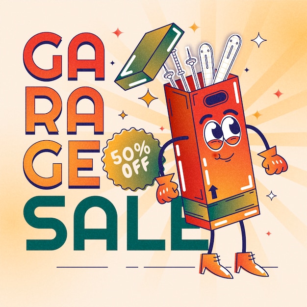 Gradient garage sale illustration