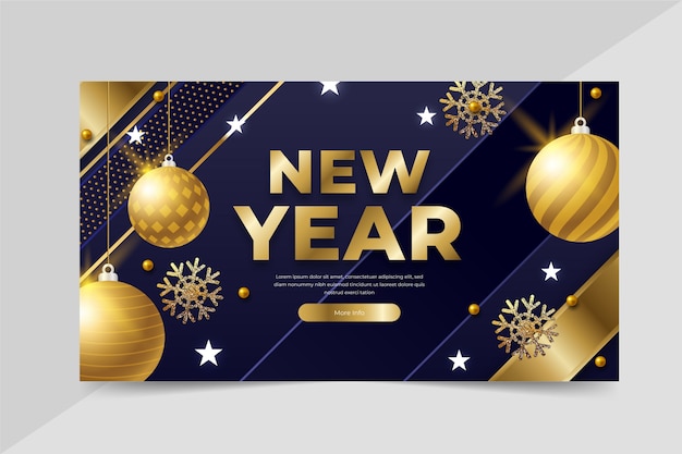 Vector gradiënt gelukkig nieuwjaar 2022 horizontale banner