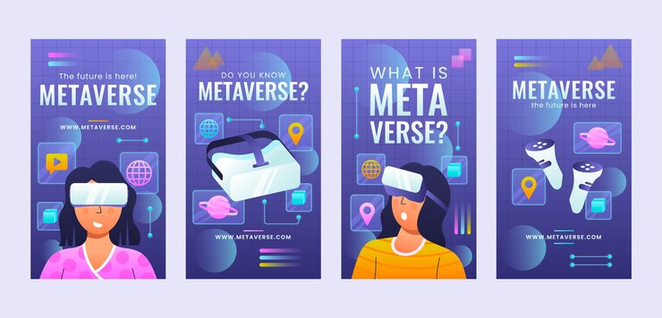 Vector gradient geometric metaverse instagram stories