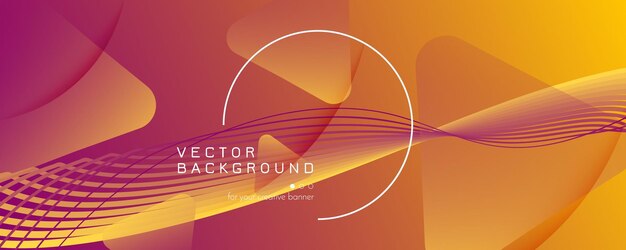 Gradient geometric poster design wave web page template