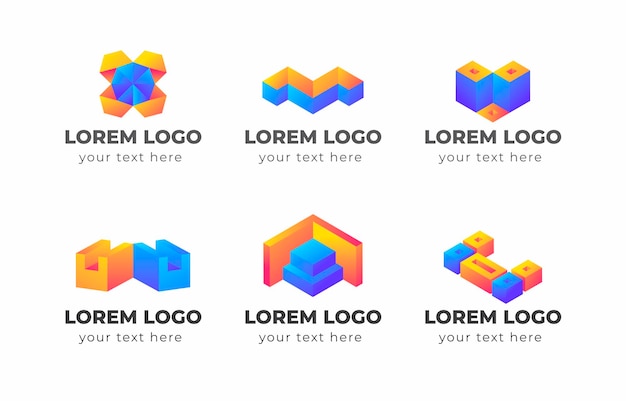 Vector gradiënt geometrische 3d-logo-collectie