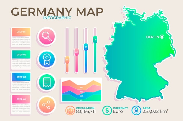 Vector gradient germany map infographic