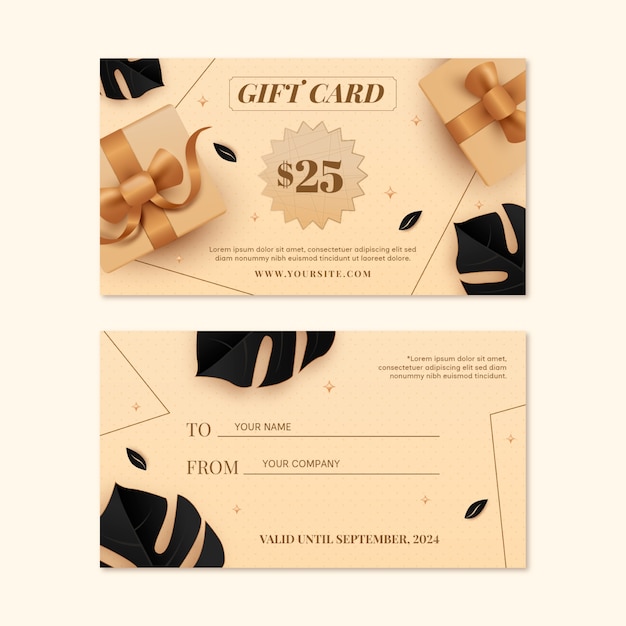 Vector gradient gift card template